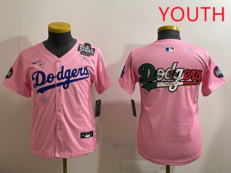 Youth Los Angeles Dodgers Blank Pink Sakura Edition 2025 Nike MLB Jersey style 9->youth mlb jersey->Youth Jersey